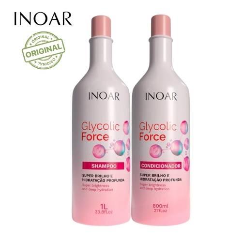 Kit Shampoo 1L + Condicionador 800ml Glycolic Force Inoar