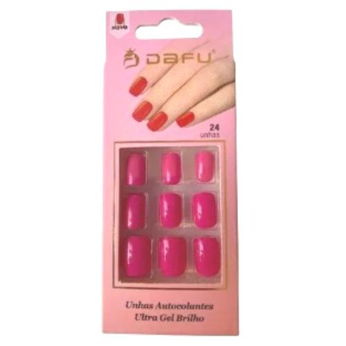 Unha Postiça Dafu Ultra Gel Brilho e autocolantes Pink