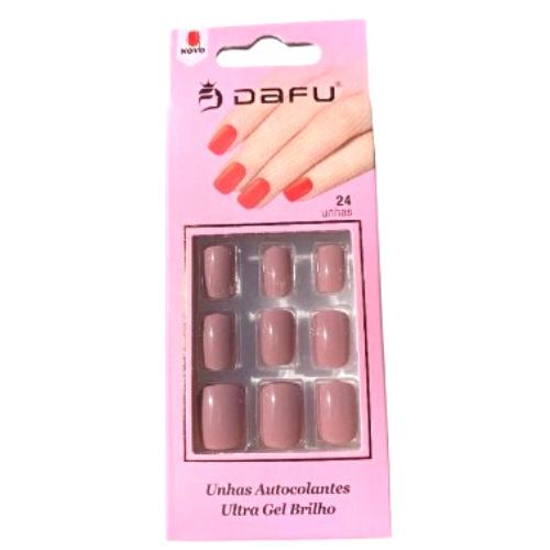 Unha Postiça Dafu Ultra Gel Brilho e autocolantes cor Nude